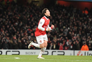 Arsenal V Partizan Belgrade 2010-11 Prints: Samir Nasri celebrates scoring the 3rd Arsenal goal. Arsenal 3: 1 Partizan Belgrade