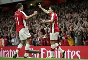 Arsenal v FC Twente 2008-09 Collection: Samir Nasri celebrates scoring Arsenals 1st goal with