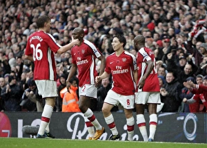Samir Nasri celebrates scoring Arsenals 1st goal with