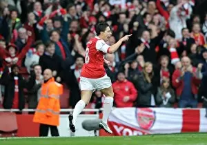 Samir Nasri celebrates scoring Arsenals 1st goal. Arsenal 2: 3 Tottenham Hotspur