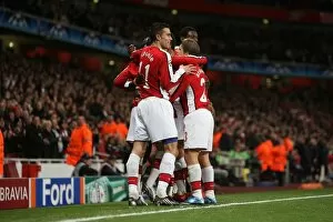 Arsenal v AZ Alkmaar 2009-10 Collection: Samir Nasri celebrates scoring Arsenals 2nd goal with his team mates