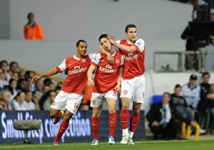 Images Dated 20th April 2011: Samir Nasri celebrates scoring Arsenals 2nd goal with Theo Walcott