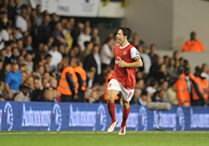 Tottenham Hotspur v Arsenal - Carling Cup 2010-11 Collection: Samir Nasri celenbrates scoring the 2nd Arsenal goal. Tottenham Hotspur 1: 4 Arsenal (aet)