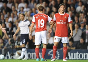 Tottenham Hotspur v Arsenal - Carling Cup 2010-11 Collection: Samir Nasri and Jack Wilshere (Arsenal). Tottenham Hotspur 1: 4 Arsenal (aet)