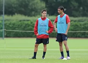 Images Dated 7th July 2010: Samir Nasri and Marouane Chamakh (Arsenal). Arsenal Training Ground, London Colney