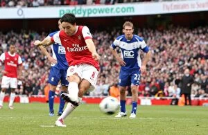 Arsenal v Birmingham City 2010-11 Collection: Samir Nasri scores Arsenals 1st goal from the penalty spot. Arsenal 2