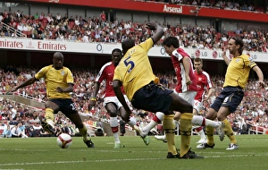 Images Dated 16th August 2008: Samir Nasri scores Arsenals goal past Abdoulaye Meite (WBA)