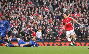Samir Nasri shoots past Edwin van Der Sar to score
