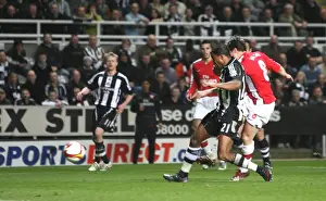 Nasri Samir Prints: Samir Nasri shoots past Newcastle goalkeeper Steve