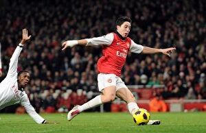 Arsenal v Fulham 2010-11 Collection: Samir Nasri on his way to scoring his and Arsenals 2nd goal. Arsenal 2: 1 Fulham