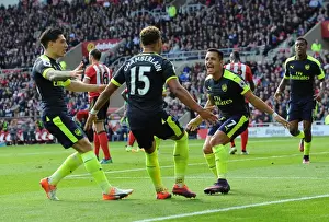 Sunderland V Arsenal 2016-17 Prints: Sanchez, Bellerin, and Oxlade-Chamberlain: Celebrating Arsenal's Goals Against Sunderland (2016-17)