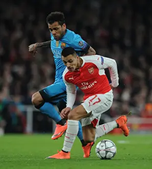 Arsenal V Barcelona 2015/16 Prints: Sanchez vs. Alves: A Champions League Showdown - Arsenal's Alexis vs