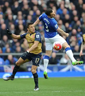 Everton V Arsenal 2015-16 Prints: Sanchez vs. Baines: A Premier League Battle at Goodison Park