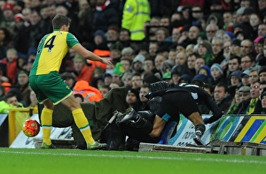 Norwich City V Arsenal 2015-16 Prints: Sanchez vs. Bennett: Intense Clash at Carrow Road
