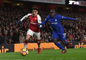Arsenal V Chelsea 2017-18 Prints: Sanchez vs. Kante: A Footballing Duel - Arsenal v Chelsea Showdown