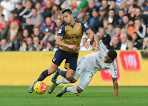 Swansea City V Arsenal 2015-16 Prints: Sanchez vs. Naughton: Intense Clash in Swansea City vs. Arsenal (2015-16)