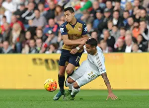 Swansea City V Arsenal 2015-16 Prints: Sanchez vs. Naughton: A Premier League Battle at Swansea (2015-16)