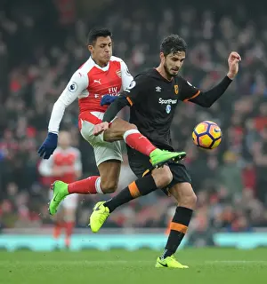 Arsenal V Hull City 2016-17 Prints: Sanchez vs Ranocchia: A Premier League Showdown at the Emirates