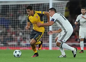 Arsenal V FC Basel 2016-17 Prints: Sanchez vs. Suchy: Intense Face-Off Between Arsenal's Sanchez and Basel's Defender in Champions League Match