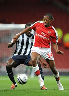 Images Dated 22nd September 2009: Sanchez Watt (Arsenal) Leon Barnett (WBA)