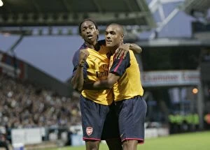 Huddersfield v Arsenal 2008-09 Collection: Sanchez Watt celebrates scoring Arsenals 1st goal with Jay Simpson