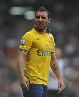 Fulham F C Prints: Santi Cazorla in Action: Arsenal vs. Fulham, Premier League 2013-14