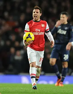Arsenal V Manchester United 2013-14 Prints: Santi Cazorla in Action: Arsenal vs Manchester United, Premier League 2013-14