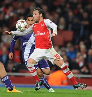 Arsenal V Anderlecht 2014/15 Prints: Santi Cazorla in Action: Arsenal vs RSC Anderlecht, UEFA Champions League, 2014