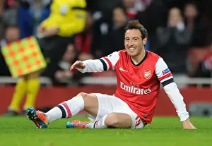 Arsenal V Bayern Munich 2013-14 Prints: Santi Cazorla: Arsenal's Creative Spark Against Bayern Munich in the Champions League