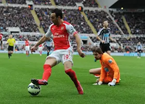 Newcastle United V Arseal 2014/15 Prints: Santi Cazorla Breaks Past Newcastle's Tim Krul: Arsenal vs Newcastle United
