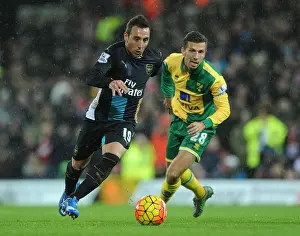 Norwich City V Arsenal 2015-16 Prints: Santi Cazorla Dances Past Gary O'Neil: A Moment of Magic from the 2015-16 Arsenal vs
