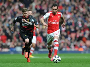 Santi Cazorla Dashes Past Alberto Moreno: Arsenal vs. Liverpool, Premier League 2014-15 - A Thrilling Moment