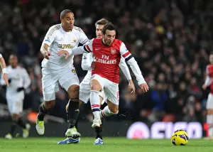 Arsenal V Swansea 2012-13 Prints: Santi Cazorla Dashes Past Ashley Williams: Arsenal vs Swansea City, Premier League 2012-13