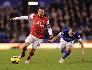 Everton V Arsenal 2012-13 Prints: Santi Cazorla Dashes Past Bryan Oviedo: Everton vs Arsenal, Premier League 2012-13