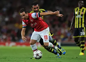 Arsenal V Fenerbahce 2013-14 Prints: Santi Cazorla Drives Past Selcuk Sahin: Arsenal vs