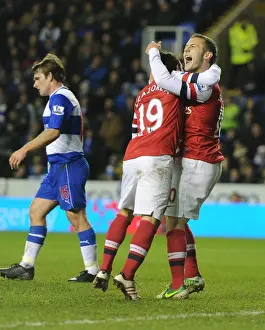 Reading V Arsenal 2012-13 Prints: Santi Cazorla and Jack Wilshere Celebrate Goals Against Reading