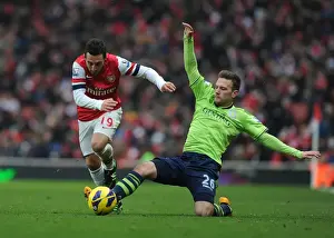 Arsenal V Aston Villa - 2012-13 Prints: Santi Cazorla Outmaneuvers Andreas Weimann: Arsenal vs Aston Villa, Premier League 2012-13