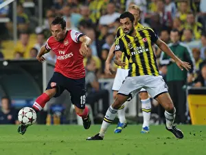 Fenerbahce V Arsenal 2013-14 Prints: Santi Cazorla Outmaneuvers Bekir Irtgun: Arsenal's Champions League Battle against Fenerbahce