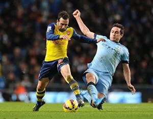 Images Dated 18th January 2015: Santi Cazorla Outmaneuvers Frank Lampard: Manchester City vs. Arsenal, Premier League, 2014-15