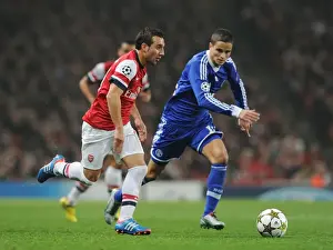 Arsenal V Schalke 04 2012-13 Prints: Santi Cazorla Outmaneuvers Ibrahim Afellay: Arsenal FC vs
