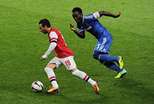 Arsenal V Chelsea - Capital One Cup 4th Rd 2013-14 Prints: Santi Cazorla Outmaneuvers Michael Essien: Arsenal vs. Chelsea, Capital One Cup 2013-14