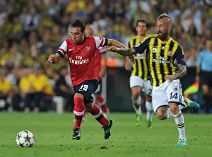 Fenerbahce V Arsenal 2013-14 Prints: Santi Cazorla Outmaneuvers Raul Meireles: Arsenal vs