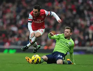 Arsenal V Aston Villa - 2012-13 Prints: Santi Cazorla Outsmarts Andreas Weimann: Arsenal vs Aston Villa