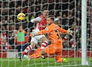 Arsenal v Newcastle United 2014/15 Collection: Santi Cazorla Scores Arsenal's Third Goal Against Newcastle United (December 2014)
