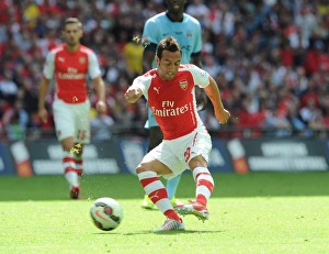 Arsenal V Manchester City - FA Community Shield 2014/15 Prints: Santi Cazorla Scores the First Goal: Arsenal vs