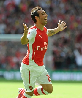Arsenal V Manchester City - FA Community Shield 2014/15 Prints: Santi Cazorla Scores the Opener: Arsenal's FA Community Shield Victory over Manchester City (2014/15)