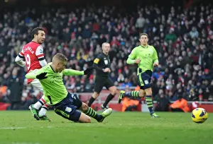 Arsenal V Aston Villa - 2012-13 Prints: Santi Cazorla Scores Under Pressure: Arsenal vs Aston Villa, Premier League 2012-13