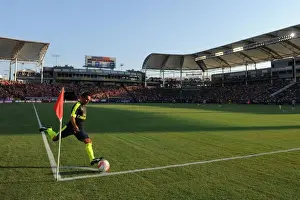 Santi Cazorla Taking a Corner for Arsenal against CD Guadalajara