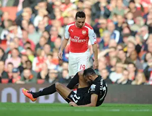 Arsenal V Hull City 2014-15 Prints: Santi Cazorla vs. Ahmed Elmohamady: A Battle at the Emirates - Arsenal v Hull City