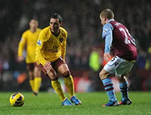 Aston Villa V Arsenal 2012-13 Prints: Santi Cazorla vs. Barry Bannan: Clash of Midfielders in Aston Villa vs. Arsenal (2012-13)